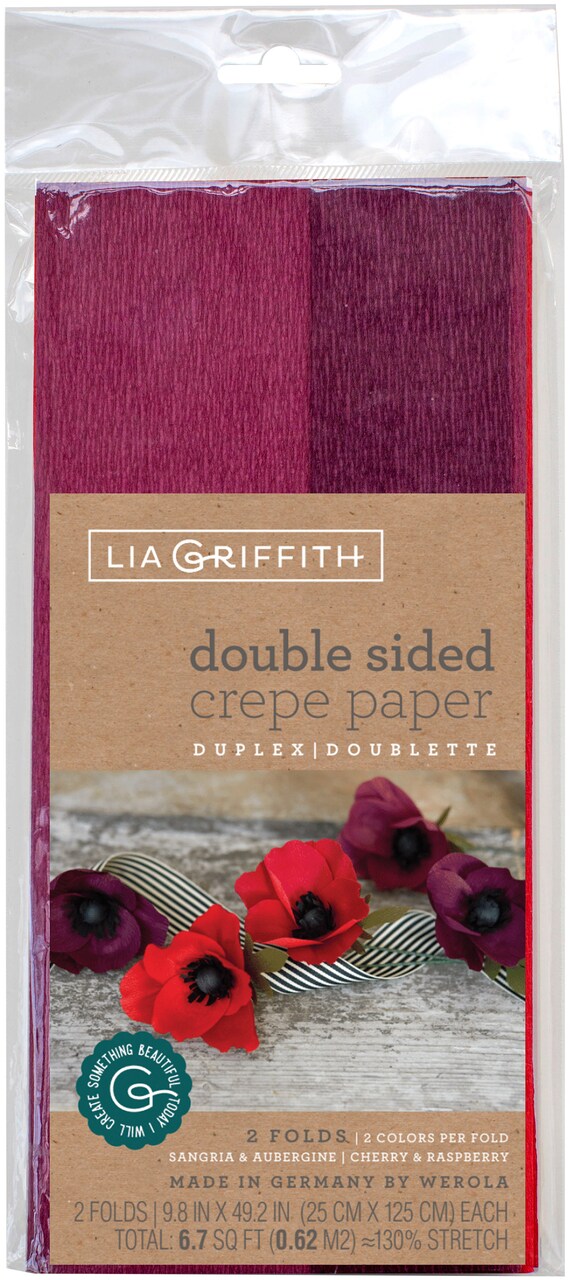 Lia Griffith Double-Sided Extra Fine Crepe Paper 2/Pkg-Sangria/Aubergine & Cherry/Raspberry
